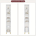1pc Armario Alto para Baño, Armario de Baño de 2 Puertas, 2 Compartimentos Abiertos, Muebles de Baño con Estantes Ajustables, Armario de Almacenamiento para Baño, Blanco, 30 x 180 x 28cm
