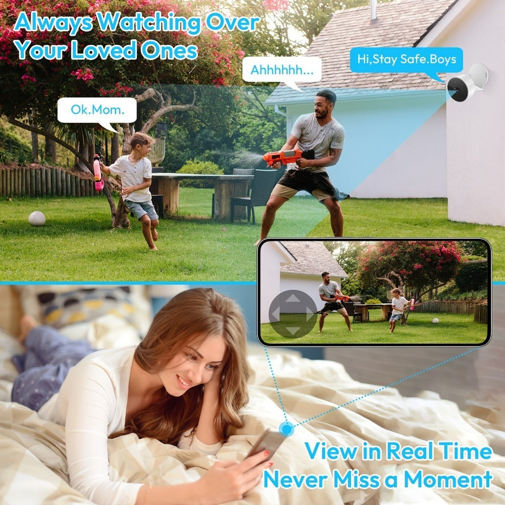 1pc Cámara de seguridad inalámbrica de 3MP para el hogar, sistema de vigilancia con edición nocturna, audio bidireccional y alertas de actividad para el monitoreo del hogar/bebé/mascota