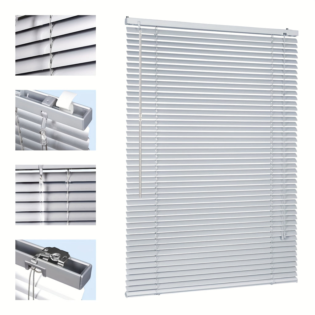 Persiana veneciana Sekey Klemmfix para ventanas, de suspensión libre, lamas de aluminio de 25 mm, con perforación, incluye material de montaje, persiana de aluminio, sin perforación