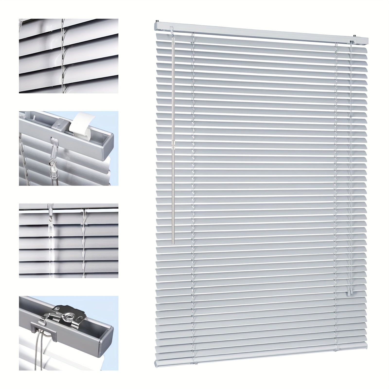 Persiana veneciana Sekey Klemmfix para ventanas, de suspensión libre, lamas de aluminio de 25 mm, con perforación, incluye material de montaje, persiana de aluminio, sin perforación