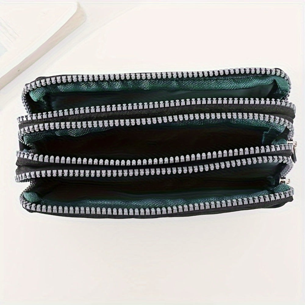Cartera de Mujer de 3 Capas con Cremallera, Estuche de Lluvia para Llaves, Billetera de Gran Capacidad, Organizador de Cables de Datos, Tarjetero, Funda para Teléfono, Bolso Móvil