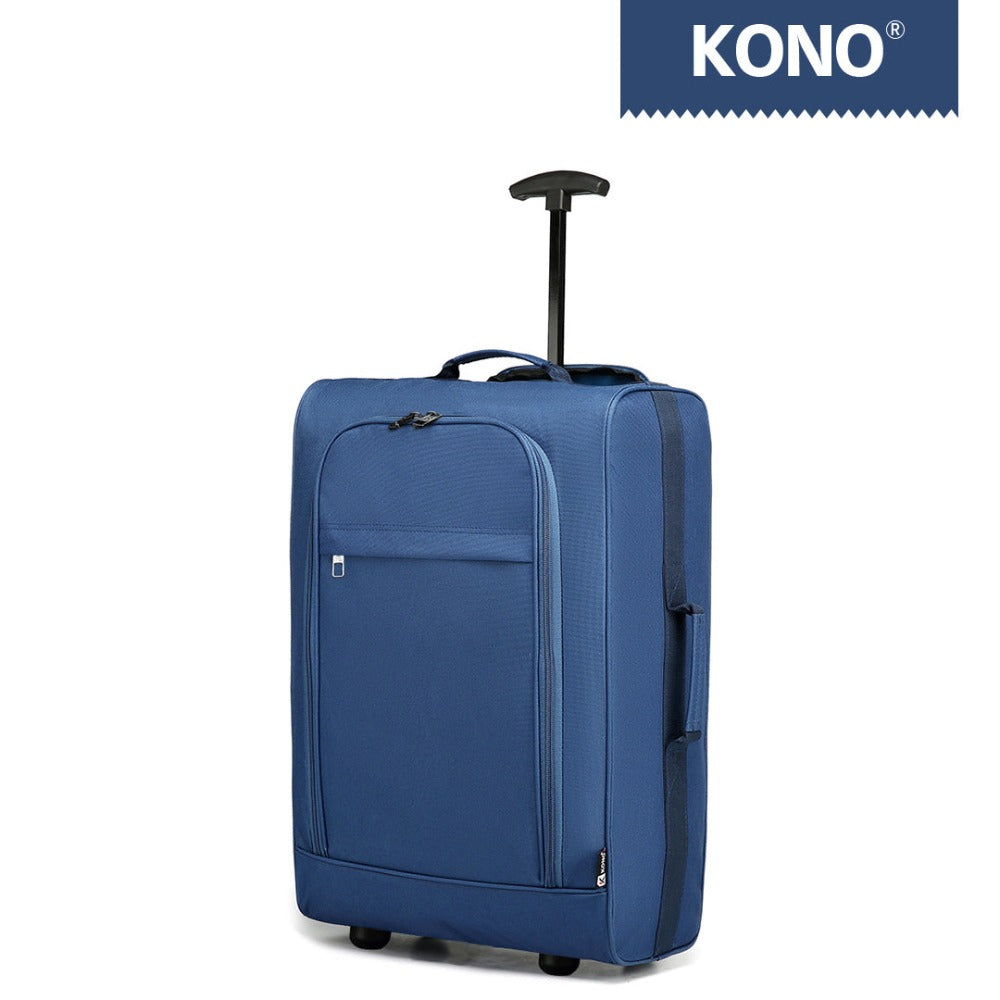 Maleta de cabina ligera tipo trolley, equipaje de mano, maleta blanda, maleta pequeña para equipaje de mano de avión para Lufthansa, Eurowings, Ryanair, maleta con ruedas tipo trolley de tela, 53 x 36 x 18 cm, azul, regalo de vuelta al cole y de vacacione