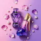 2 Piezas Set de Perfume con Tacón Alto Morado y Piedra Preciosa Morada (30+75ml) Gran Capacidad, Fragancia Duradera | Notas de Bergamota, Tuberosa y Madera | Regalo Perfecto para Fiestas y Uso Personal
