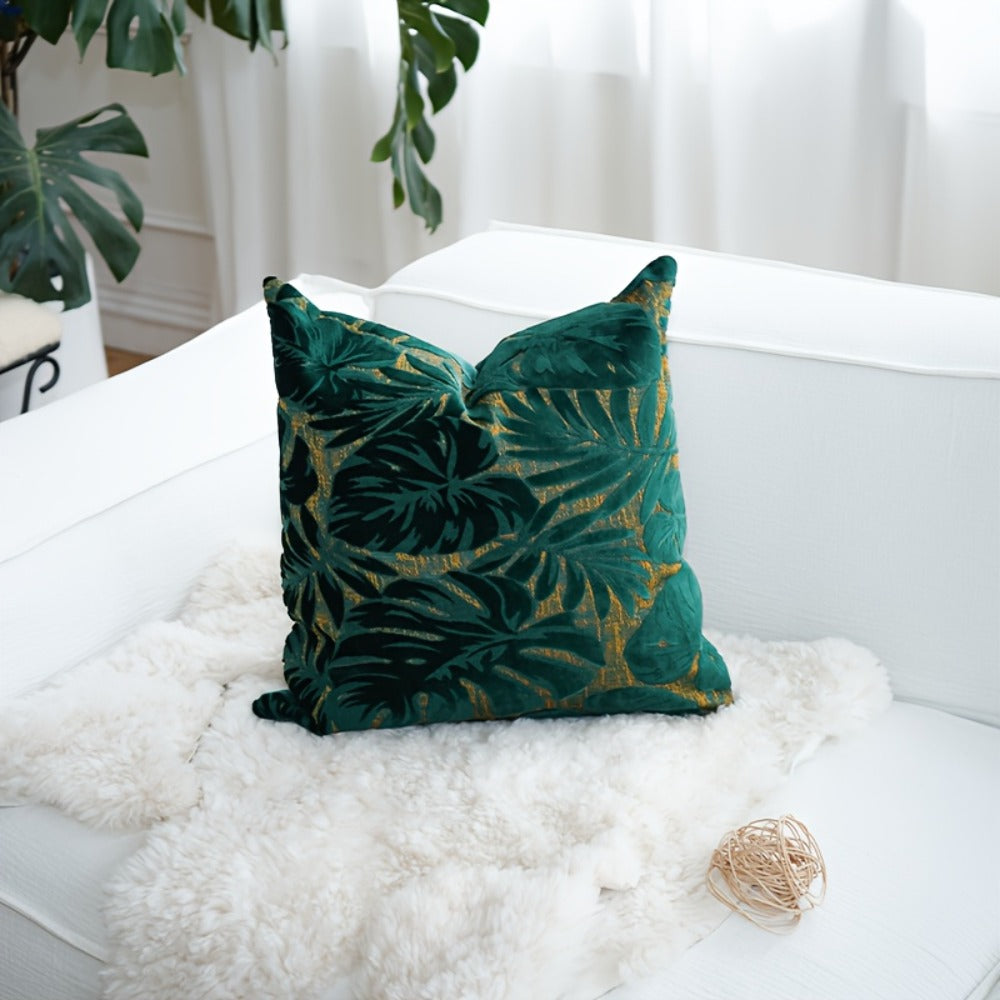 Juego de 2 fundas de almohada de terciopelo grueso, funda de cojín decorativa para sofá con plantas tropicales, funda de almohada suave y cómoda, varios colores disponibles, 45.72x45.72cm, 50.8x50.8cm, apta para sala de estar, sofá, dormitorio (sin rellen