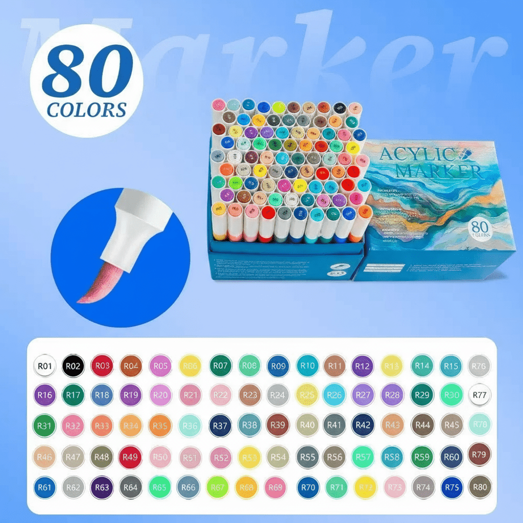 Rotuladores de pintura acrílica de 48/60/80 colores - Pinceles de pintura acrílica multicolor, rotuladores acrílicos para piedras, impermeables, juego de rotuladores acrílicos de punta de pincel, de secado rápido, ideales para pintar piedras, vidrio, cerá