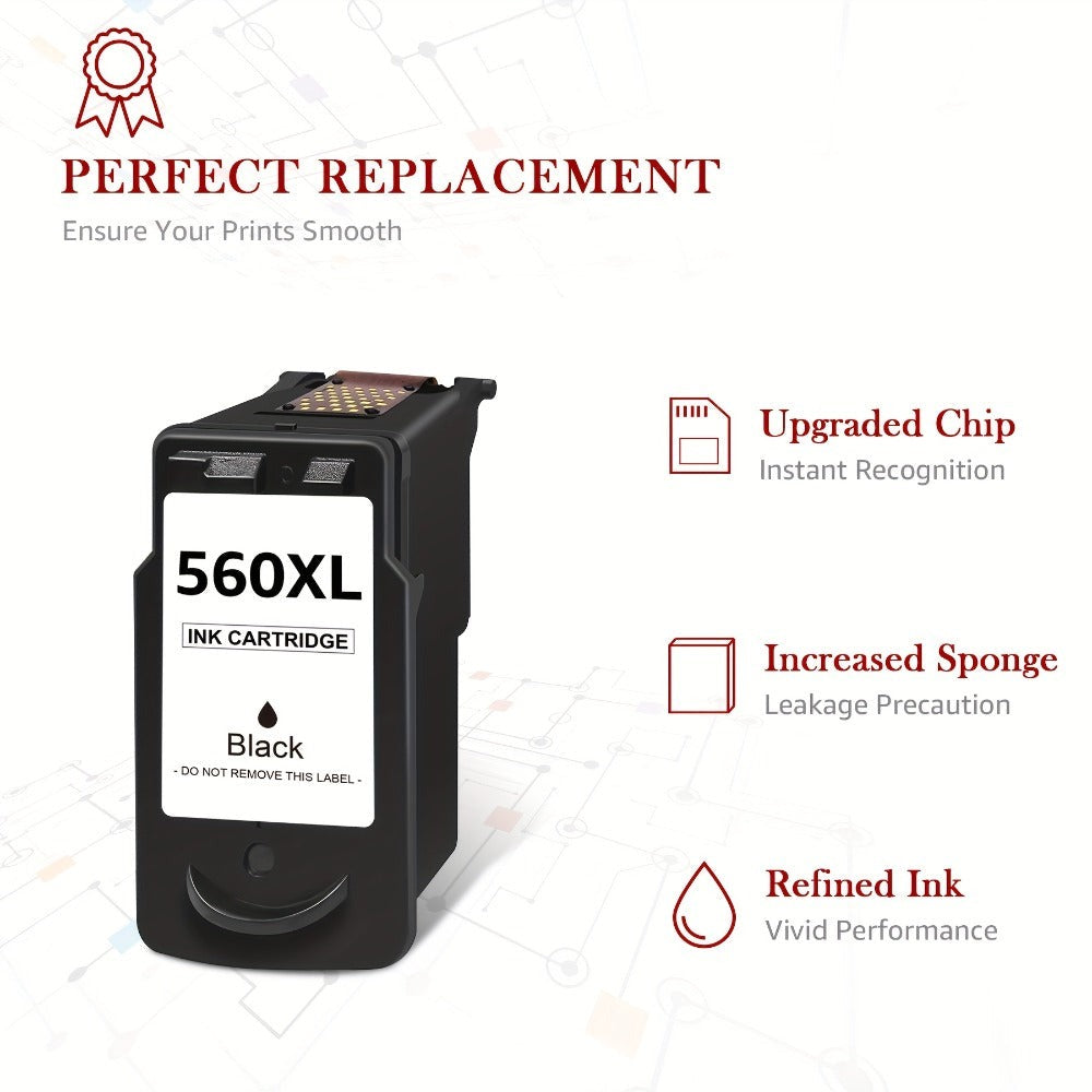 Paquete de 560 561 XL Cartuchos para Canon 560XL 561XL PG-560XL CL-561XL PG560XL CL561XL Cartuchos de Impresora para Pixma TS5350 TS5351 TS7450 TS7451 TS5352 TS5353 (Negro)