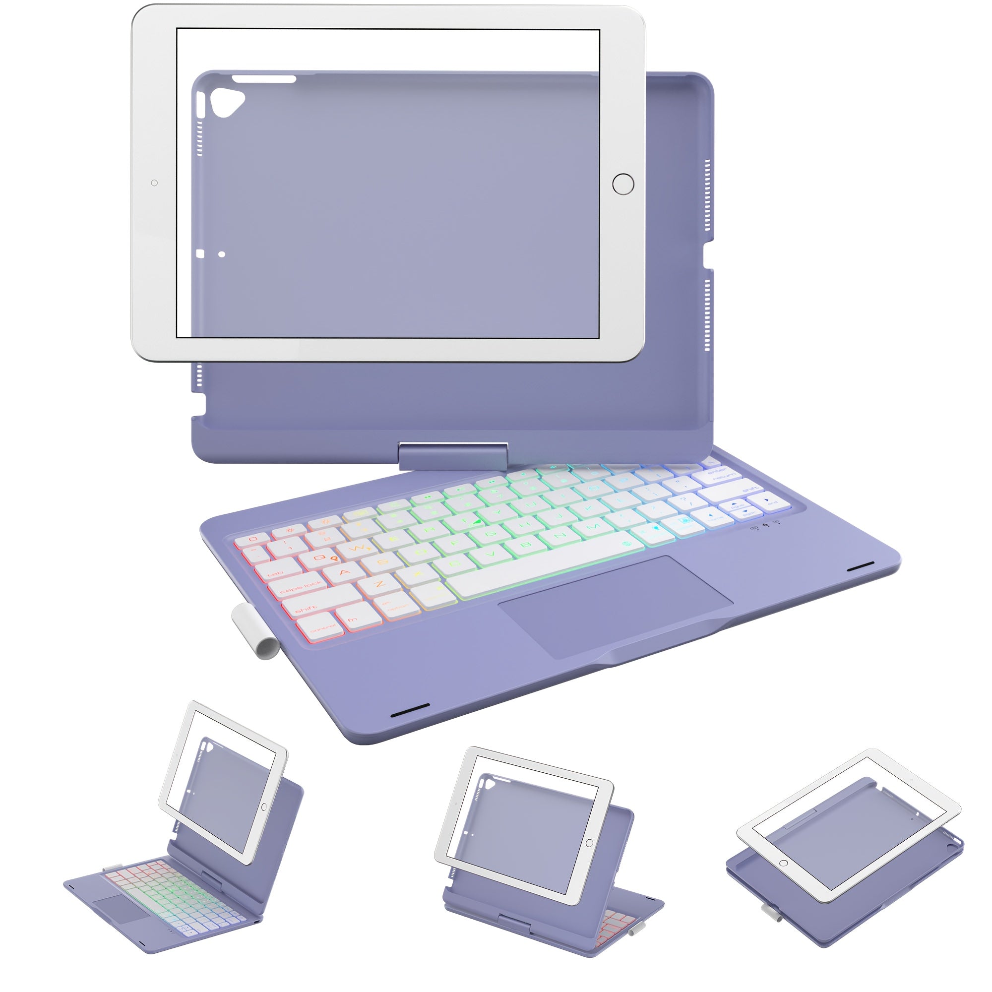 Funda con teclado giratorio para iPad para escritura, estudio y trabajo móvil