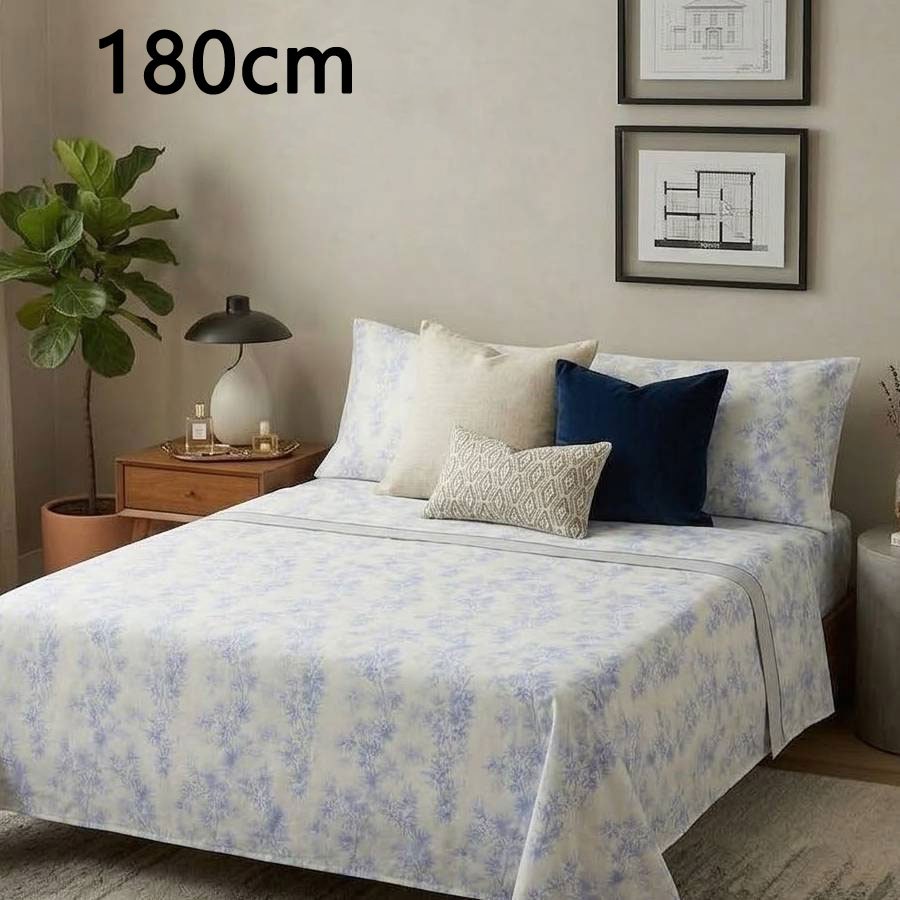 Juego de cama de tres piezas apto para todas las estaciones, que incluye una sábana, una sábana ajustable y fundas de almohada. Medidas: 90 cm, 105 cm, 135 cm, 150 cm y 180 cm.