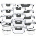 Juego de 12 recipientes de vidrio para almacenar alimentos con tapas herméticas a presión - Contenedores rectangulares aptos para microondas y lavavajillas, diseño apilable que ahorra espacio para almacenar alimentos frescos, preparación de comidas, sobra