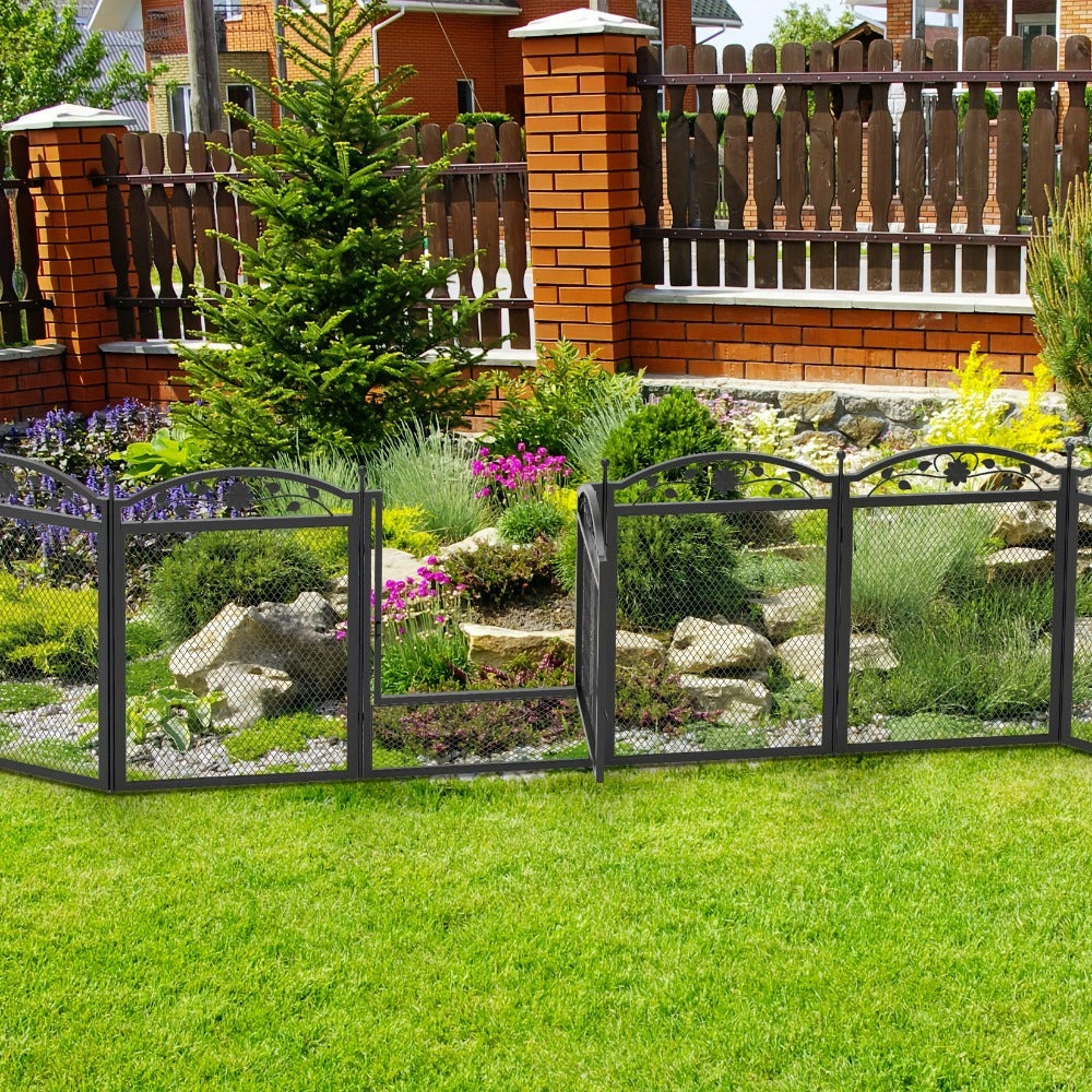 Parque de juegos resistente para perros de 8 paneles: Valla de metal para cachorros y perros, apta para uso en interiores y exteriores, recinto de ejercicio plegable para mascotas con almohadilla, ideal para partos y entrenamiento, incluye puerta, adecuad