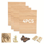 4 Paquetes de Láminas de Contrachapado de Madera Natural Cortadas con Láser - Compatibles Pre-Probadas para Corte CNC, Pintura y Manualidades DIY con Cara de Grano Natural, Tamaño A4 (29.97cm x 21.49cm) Tablero de Manualidades Cortado con Láser Adecuado p