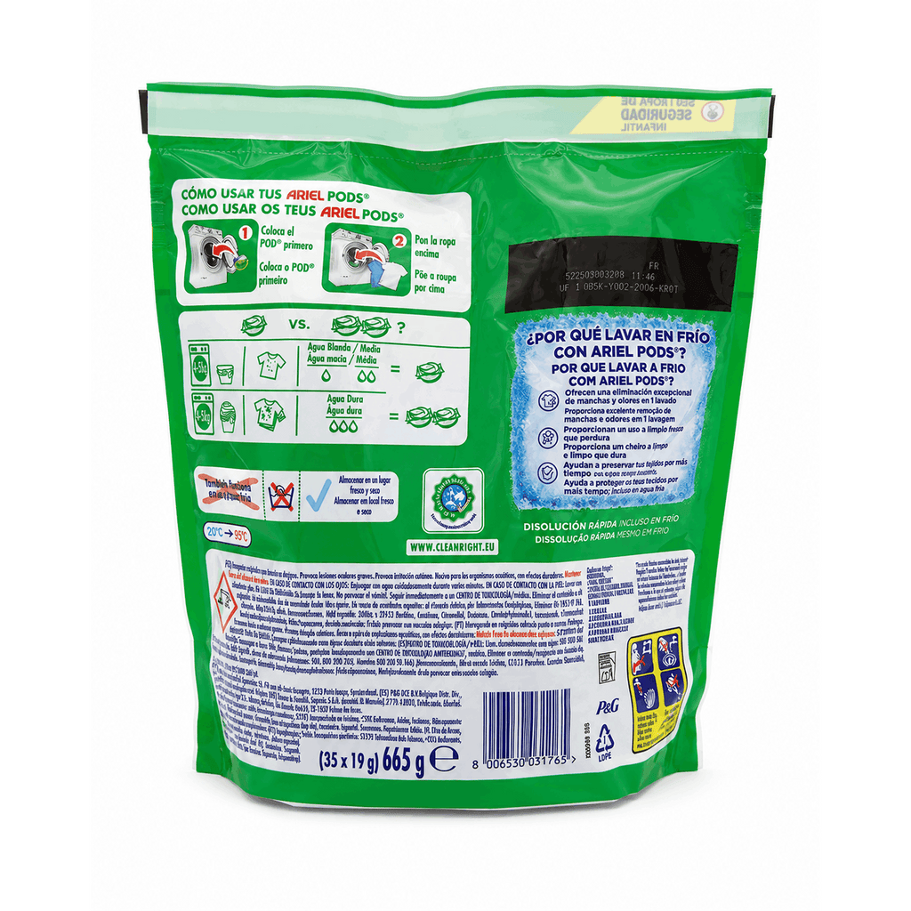 PACK 60CAPSULAS O PACK 105 CAPSULAS DETERGENTE LAVADORA ARIEL (3X35)