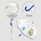 Paraguas Infantil Real Madrid para Niños – Diseño Resistente y Seguro con Diseño Oficial del Real Madrid – Paraguas Colorido para Colegio y Protección en Días de Lluvia