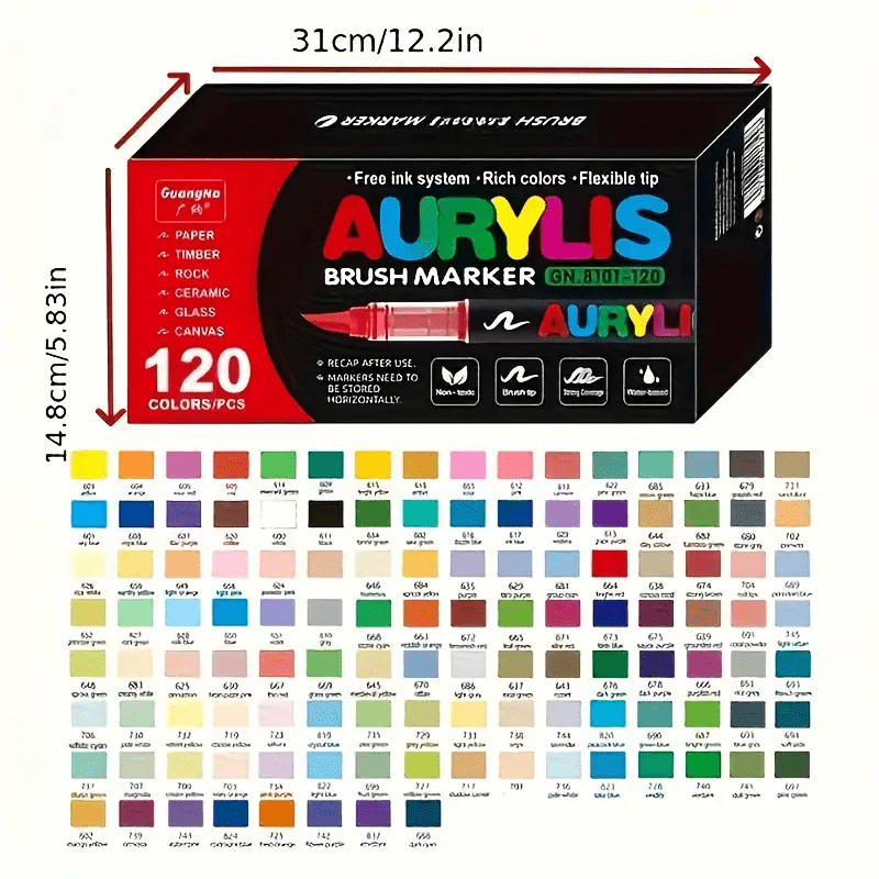Pintura acrílica | Set de 120 Marcadores de Pintura Acrílica, 3ª Generación, con un Gran Flujo de Tinta, Color Consistente, Inodoros, Escritura