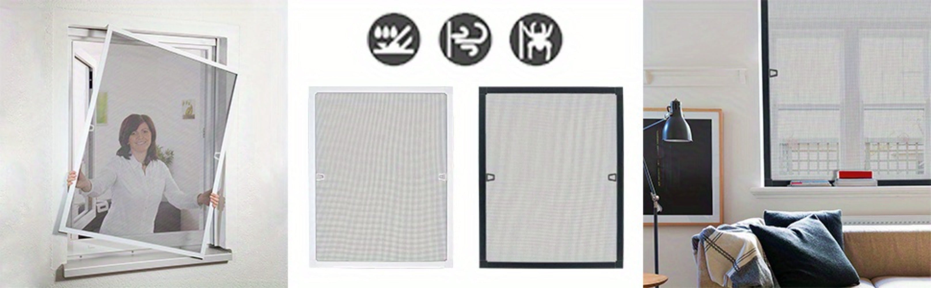 Mosquitera para ventana con marco de aluminio, a prueba de insectos y mosquitos, sin necesidad de taladrar ni tornillos.