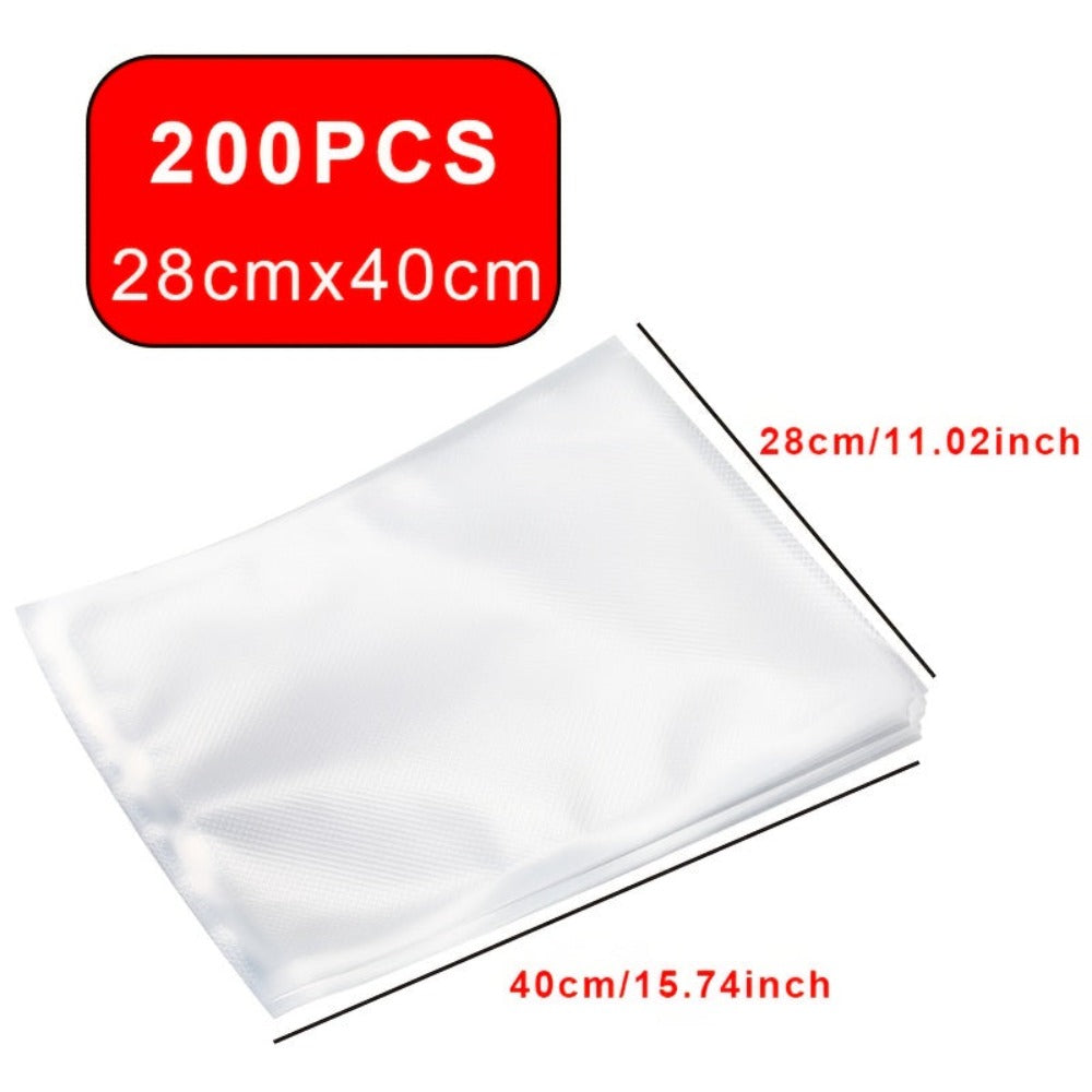 200 Bolsas para Sellador al Vacío | Patrón de Malla, Resistentes a la Humedad y a los Insectos, Mantienen Frutas, Verduras y Bistecs Frescos Más Tiempo, Compatibles con Todos los Selladores al Vacío, Material Plástico, Almacenamiento de Cocina, Navidad, A