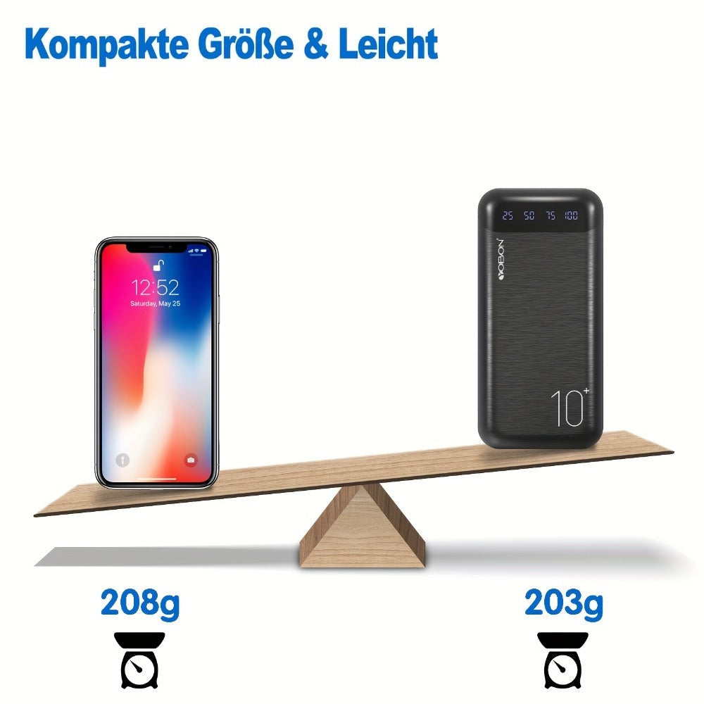 Paquete de 2 baterías externas, banco de poder de 22,5 vatios y 10000 mAh, cargador portátil con carga rápida LED, compatible con teléfonos inteligentes, tabletas, etc.