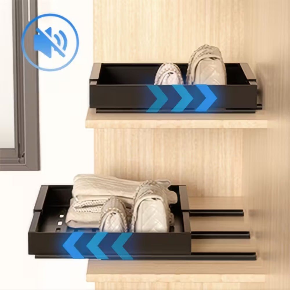 1 unidad de cajón telescópico, estantes de almacenamiento extraíbles y expandibles, ancho ajustable (31.5-52 cm), no requiere perforación para la instalación, adecuado para película adhesiva, diseñado para gabinetes de cocina y baño