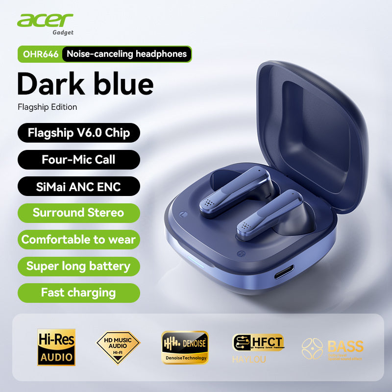 Auriculares Bluetooth | [Acer] Nuevos Auriculares Inalámbricos con Cancelación Activa de Ruido: Espera Ultra Larga, Mini Portátiles, Ajuste