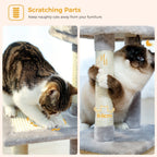 Árbol para Gatos Pequeños de Pawz Road para Interiores - Centro de Actividades Convertible 2-en-1 con Postes Rascadores, Hamaca de Peluche y Percha Superior Desmontable, Diseño Robusto Ahorrador de Espacio para Gatitos, Gris y Beige, Árbol Lindo para Gato