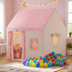 Tienda de campaña estilo casa a cuadros rosa y blanco - Casa de juegos extra grande para interiores y exteriores para niños | Se pliega para un fácil almacenamiento | Casa a cuadros rosa grande | Regalo perfecto para vacaciones y cumpleaños para niños y n