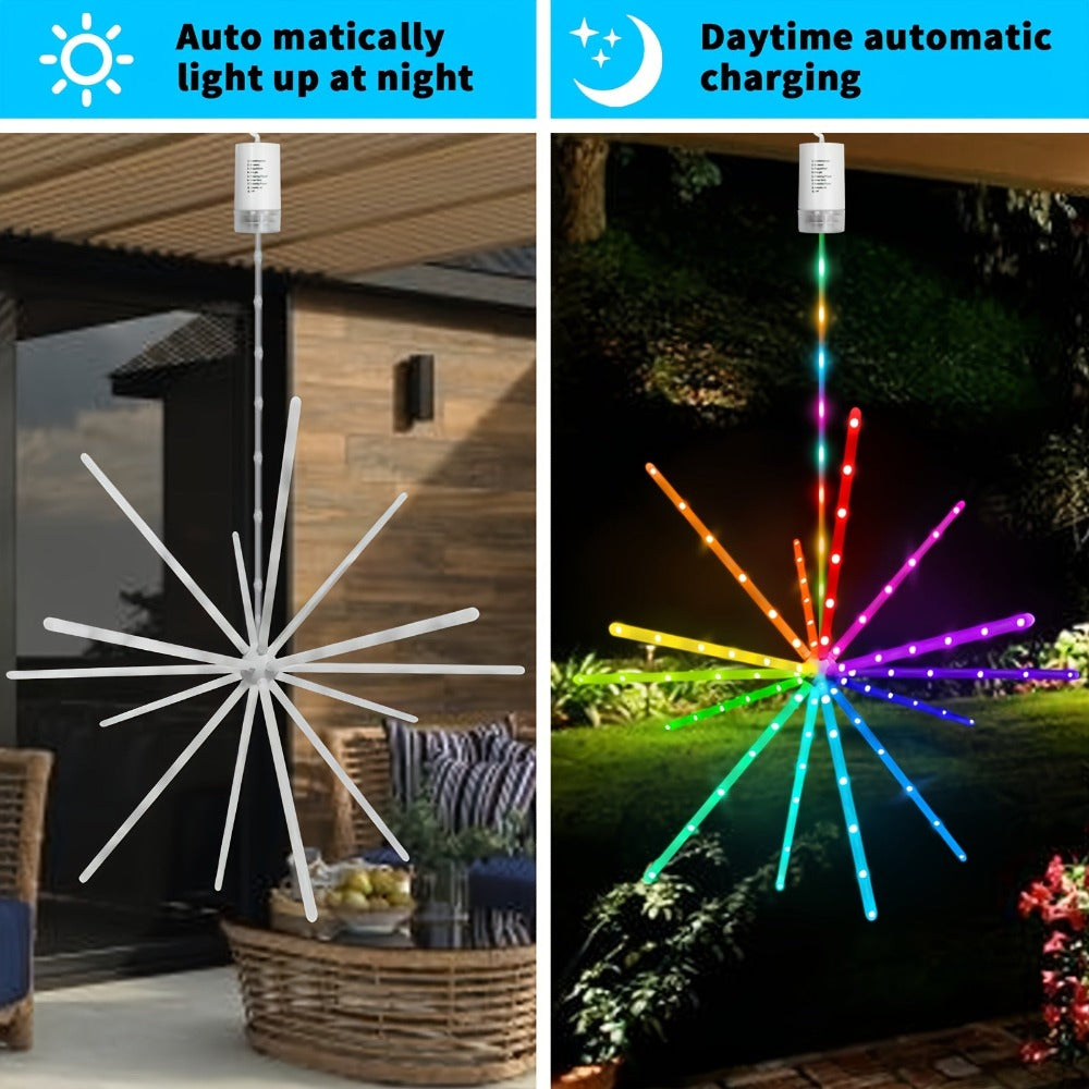 Luces colgantes de estrella explosiva, luces de fuegos artificiales, luces de hadas, luces de estrella explosiva, 114 LED, luces de meteorito, alimentadas por batería con control remoto, 84 modos de iluminación, operación adecuada para habitación de niña,