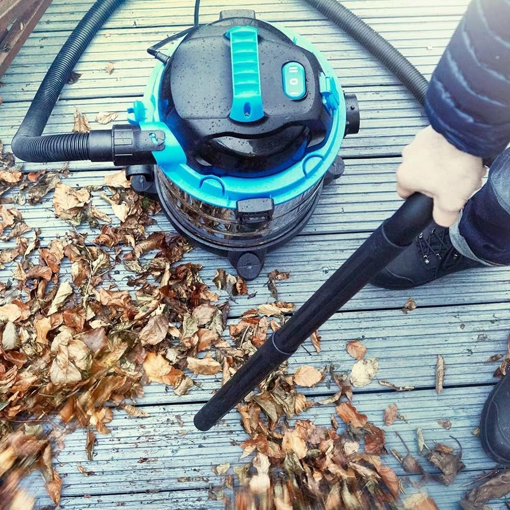 Aspiradora industrial para uso en seco y húmedo 1250W 18L, función de soplado, sin bolsa, acero inoxidable, para sótano, garaje, cocina, patio