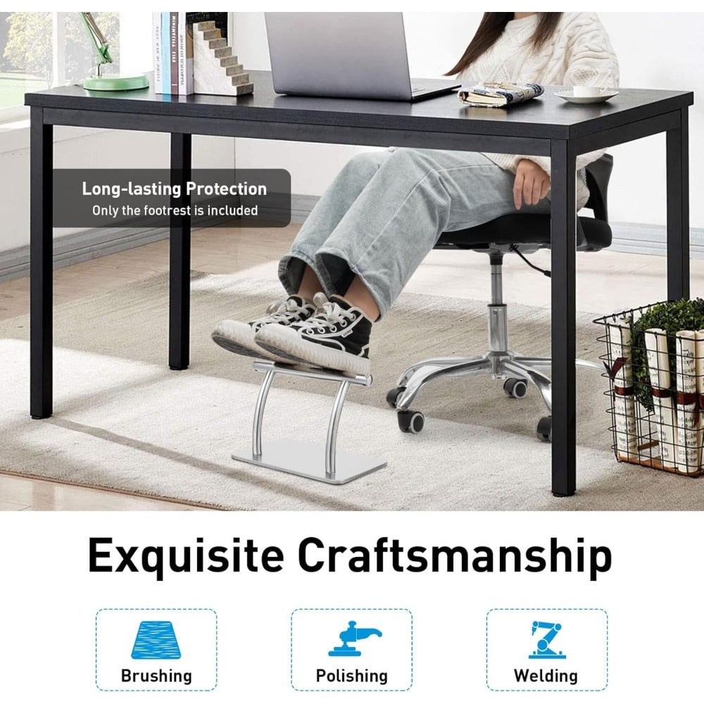 Reposapiés ergonómico de acero inoxidable para debajo de la mesa, antideslizante, para peluqueros, mejora de la postura, peluqueros, reposapiés para peluqueros, spa