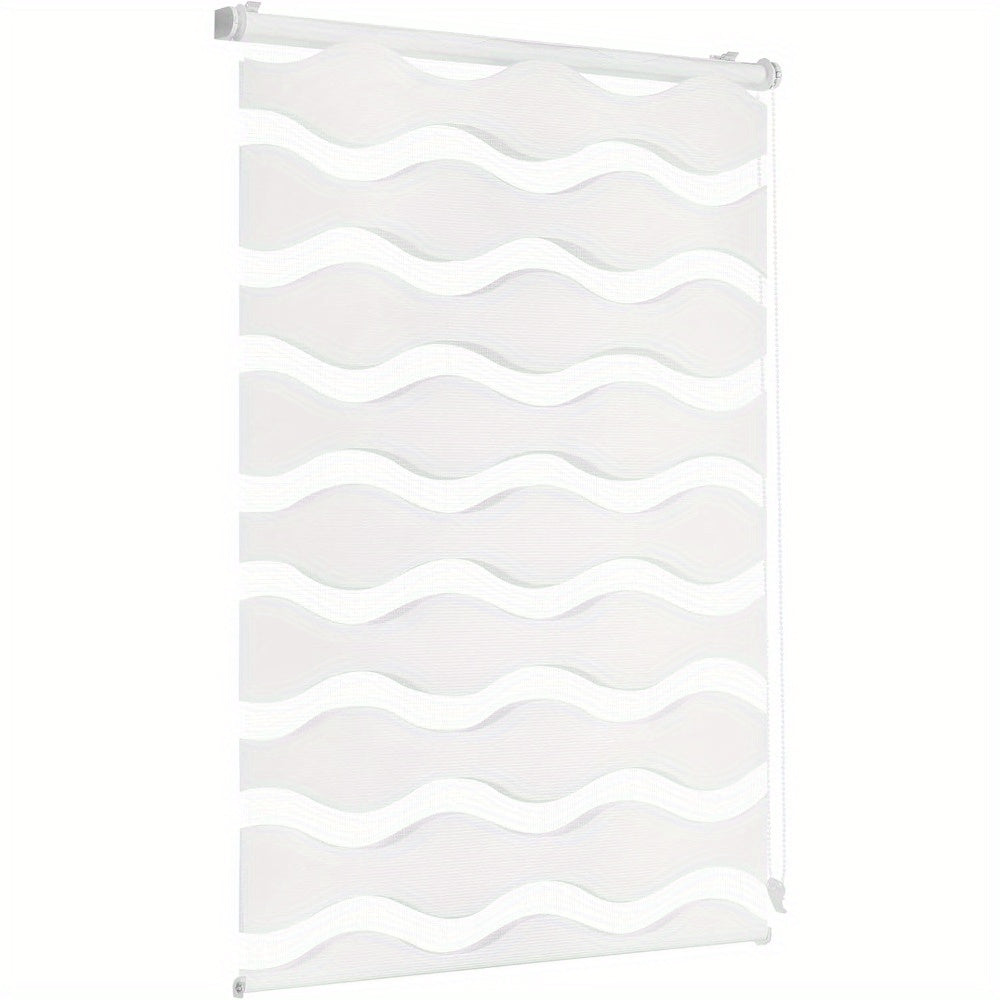 Persiana enrollable Sekey sin taladro, altura ajustable infinitamente con transparencia y blackout, para ventanas de 45-90cm, blanco/blanco.