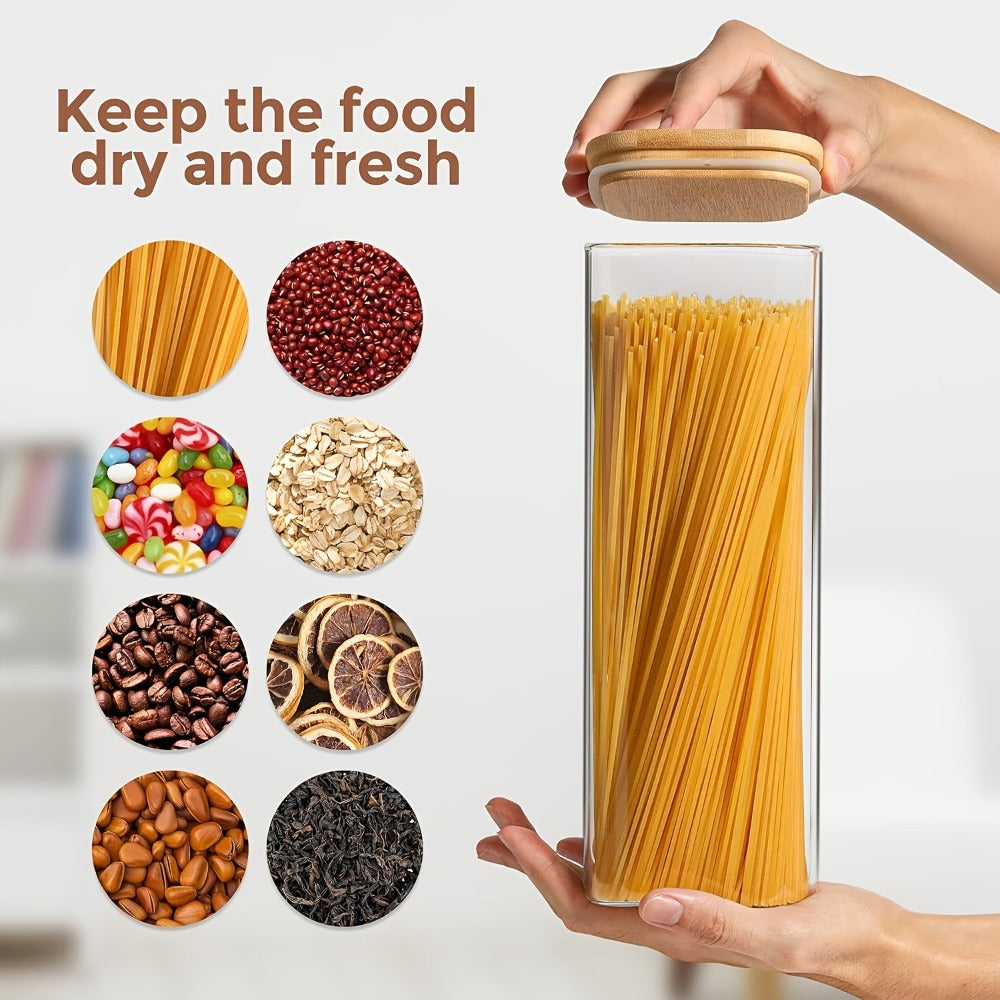 Almacén local, juego de 3/6 tarros de cristal para almacenar alimentos, recipientes de cristal transparente con tapa, botes para almacenar alimentos, tarros para especias, botes para té floreciente, café y azúcar, tarros herméticos de cocina de 24oz/51oz/
