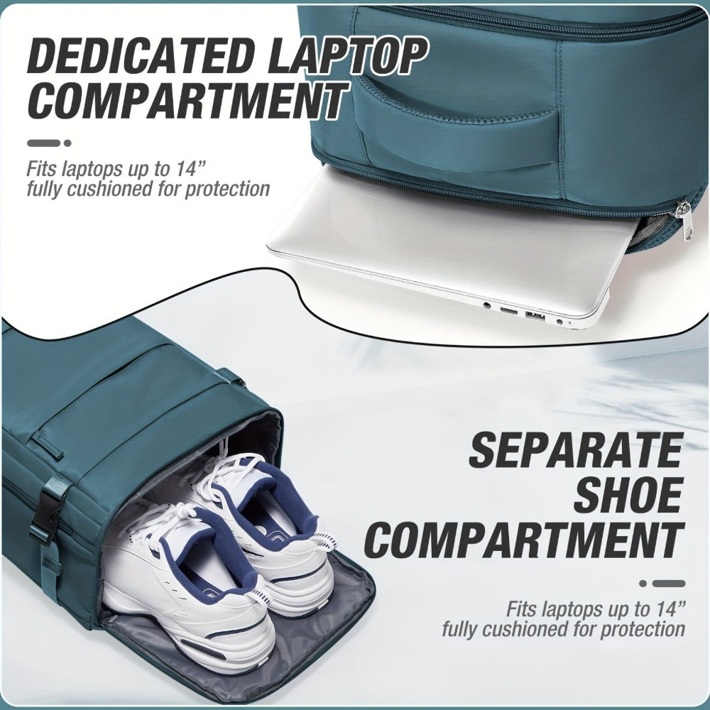 Mochila de Viaje Aprobada por Ryanair, 40X30X20Cm, Bolso de Mano para Aerolíneas, Mochila para Laptop de Gran Capacidad con Compartimento para Zapatos, Bolso de Fin de Semana de Negocios, Mochila Aprobada para Bajo el Asiento en el Avión