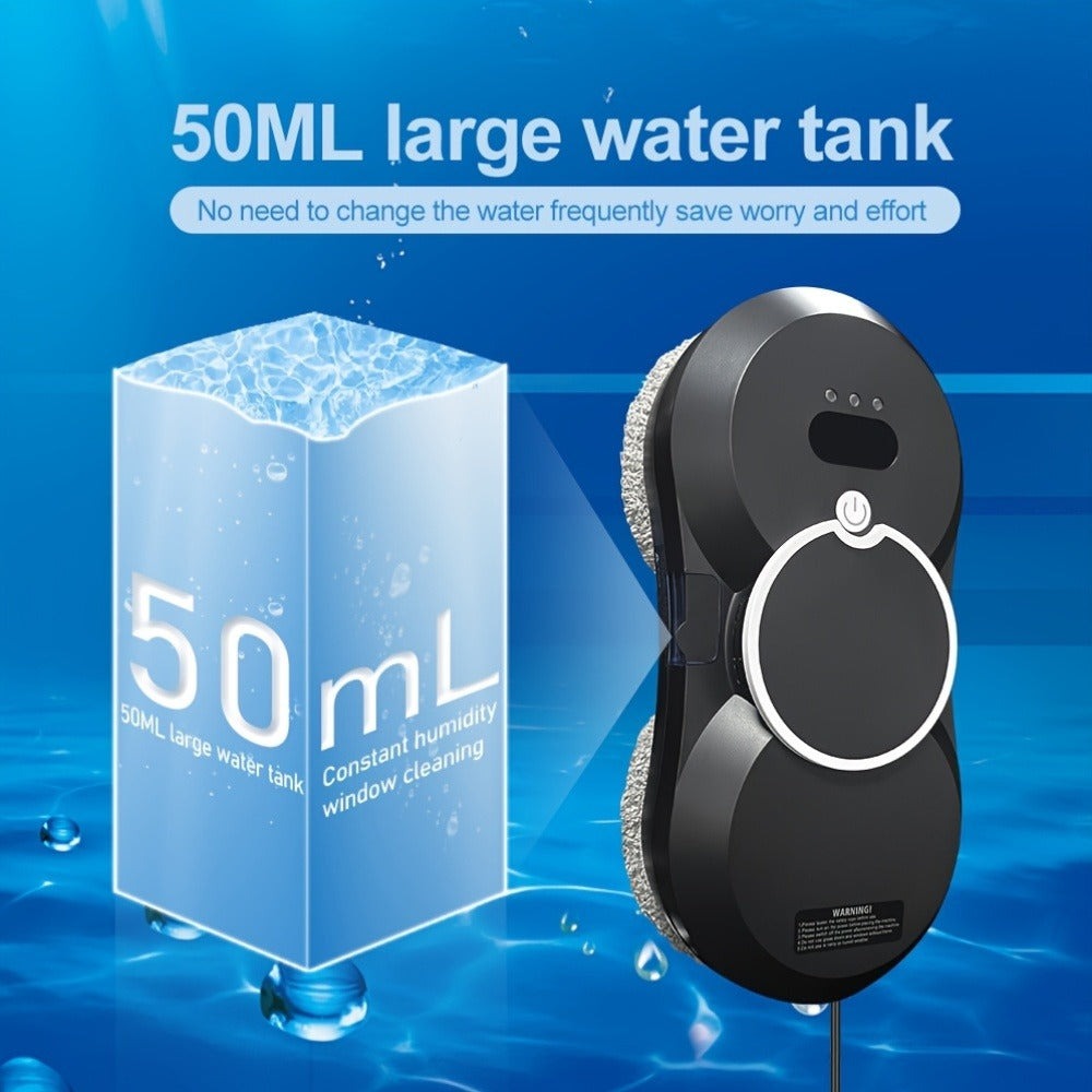 Puruikai 10 Nuevo Producto Navideño Almacenamiento Local Robot de Limpieza de Ventanas Inteligente, Disponible en Blanco y Negro, Robot de Limpieza de Ventanas con Spray Automático y Control Remoto, Potente Succión con Seguridad Anticaída, Ahorra Tiempo y