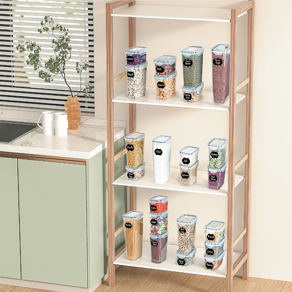 Juego de almacenamiento de cocina de alta gama de 32 piezas. Contenedor de almacenamiento sellado, utilizado para refrigeradores, salas de té y gabinetes. La opción ideal para harina, azúcar, pasta, granos y aditivos para pasteles. Incluye bolígrafo y eti