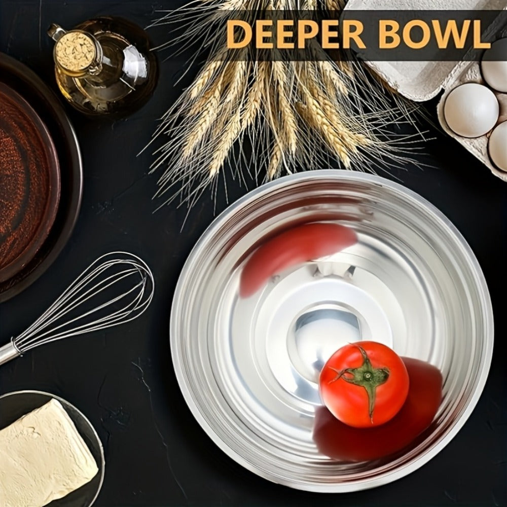 Juego de 7 cuencos de ensalada premium de acero inoxidable con tapas, juego de cuencos apilables, cuencos gruesos duraderos, aptos para ensaladas, aptos para lavavajillas y microondas, ideales para Navidad, Hanukkah, Pascua, Acción de Gracias, almacén loc