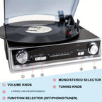 Tocadiscos | Tornamesa de vinilo, tocadiscos con altavoz incorporado, 3 velocidades, fonógrafo vintage de transmisión por correa, radio FM