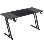Mesa Gaming Mesa Gaming Escritorio Negro Tapa de Fibra de Carbono Mesa de Ordenador Gamer Mesa de PC Ergonómica con Agujero para Cables