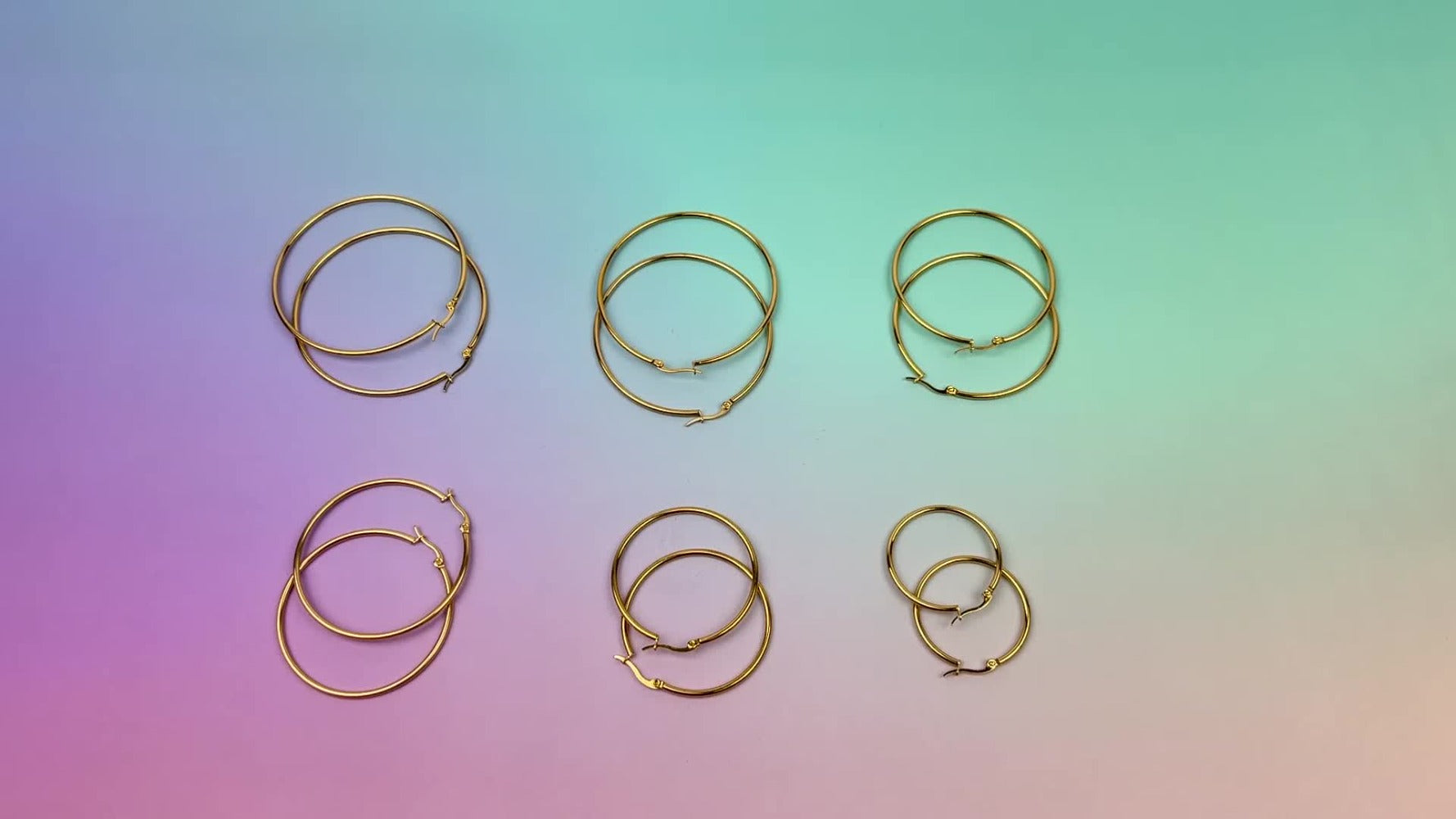 JewelryWe Moda Mujer Aro Grande Dorado Pendiente Anillo Acero Inoxidable Regalo de San Valentín 2pcs