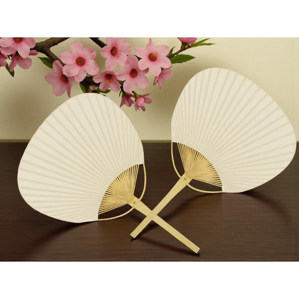 Lote de 2/10/20 abanico de bambú y papel color beige para detalles de invitadas de Boda - Regalos para invitados de boda, comuniones, bautizos, aniversarios, ideales para celebraciones, fiestas y eventos al aire libre