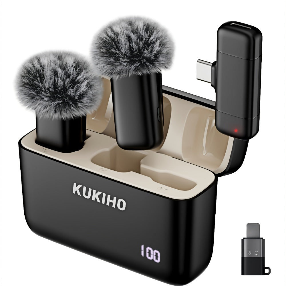 Micrófono Lavalier Inalámbrico para iPhone iPad Android con Estuche de Carga, 80H de Batería, Cancelación de Ruido, Alcance de 49.99 metros, Micrófono de Solapa con Clip Plug-Play para Grabación de Video, Vlog, Transmisión en Vivo