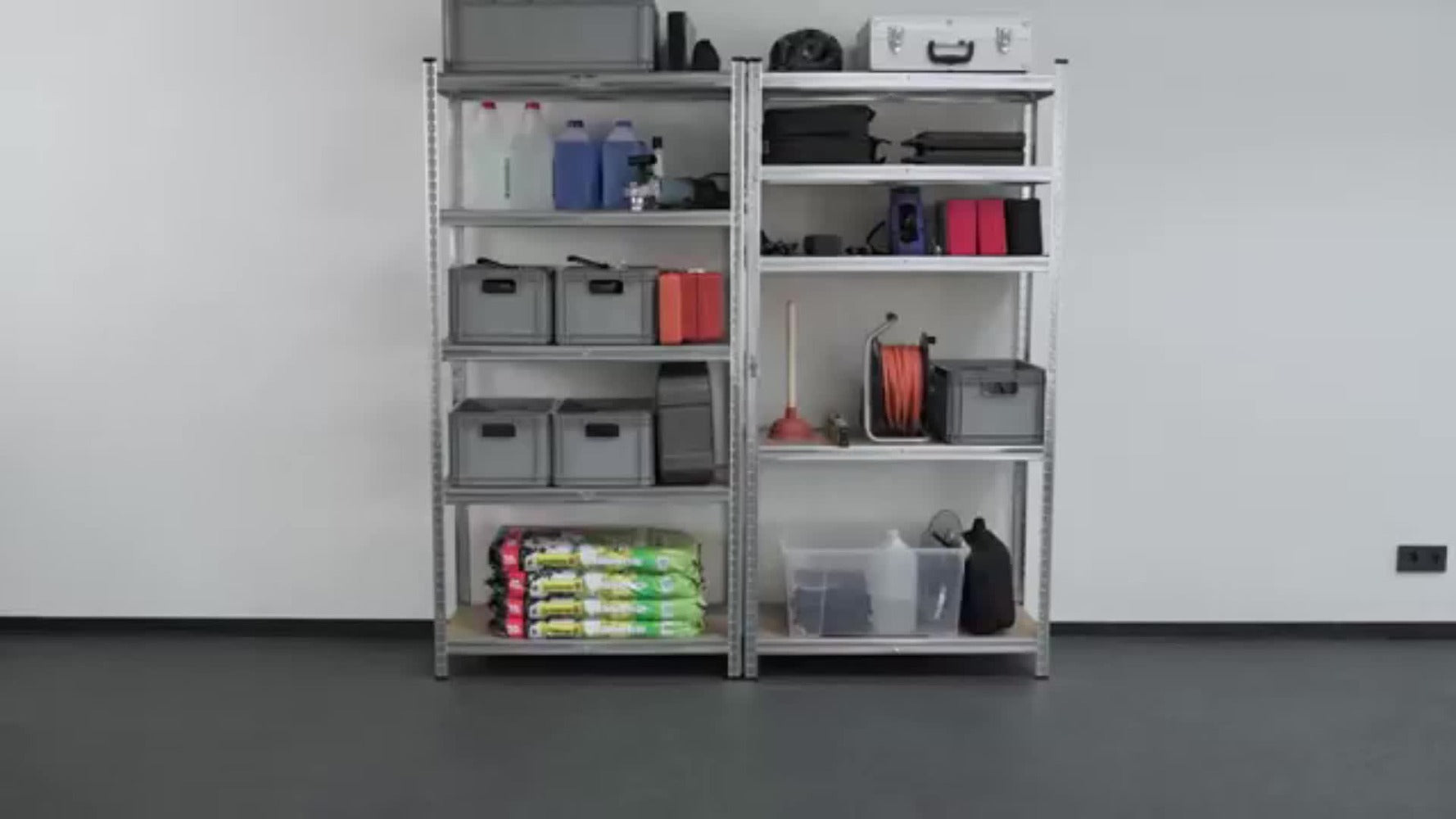 Set de 1/2pzas Estanterías Metálicas de 180x90x40cm. Sistema Sin Tornillos, 5 Baldas Ajustables (175KG/Nivel). Ideal para Sótano/Almacén.