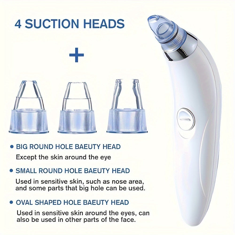 Medidor de belleza GENAI para limpieza de puntos negros - Limpiador portátil de poros faciales con 4 sondas, limpieza suave y segura para hombres y mujeres, funciona con pilas (pilas no incluidas)