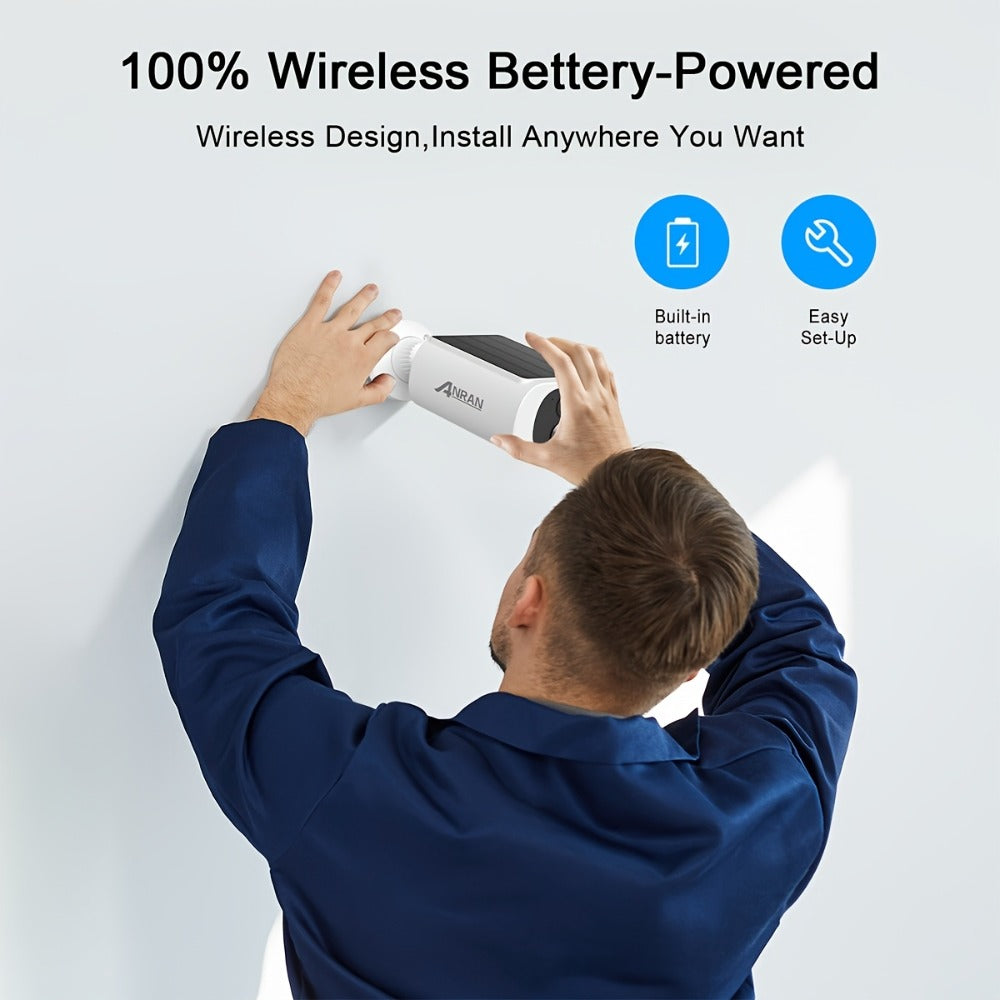 Cámaras de Seguridad Solar ANRAN para Exteriores, Ideales para Protección de Jardín, IP65, Módulo Solar Integrado para Alimentación, Detección PIR de Humanos para Prevenir Visitas No Deseadas, Inalámbricas y Estables, Interacción de Audio Bidireccional pa