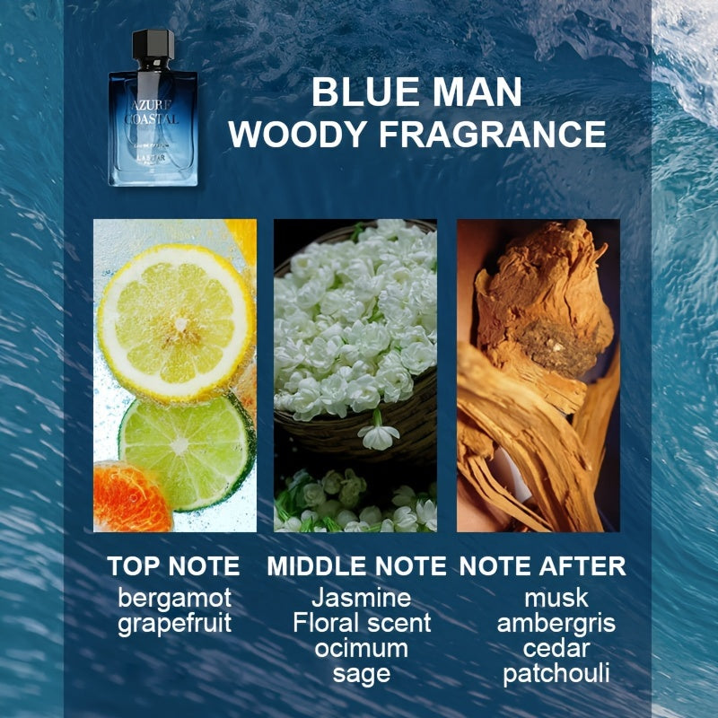 Colonia para Hombres Ocean, Fragancia Exclusiva de Océano, La Combinación Perfecta de Brisa Marina Fresca y Aroma de Madera, Ideal para Citas y Uso Diario, Muestra el Encanto Profundo del Hombre, Frescura Duradera, Caja de Regalo, Excelente Regalo para el