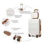Juego de maletas de 2/4 piezas color blanco crema, carcasa rígida de ABS con trolley, candado TSA, 4 ruedas giratorias, maleta de viaje