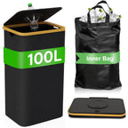 Cubo de Reciclaje Plegable de 100L y 70L, Material de Nylon 900D, con Bolsa Extraíble - Organizador de Basura de Tela Oxford Negra de Gran Capacidad, para Reciclaje de Vidrio, Plástico, Metal y Botellas Vacías, Almacenamiento para Cocina y Lavandería