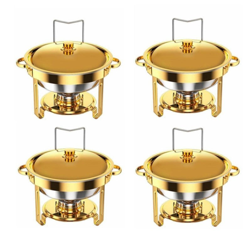 Enfriador de Alimentos de Acero Inoxidable Dorado 1/2/4/6, Contenedor de Catering para Buffet con Tapa para Boda/Banquete de Año Nuevo, Exclusivamente para Cocinar (exclusivamente para cocinar)