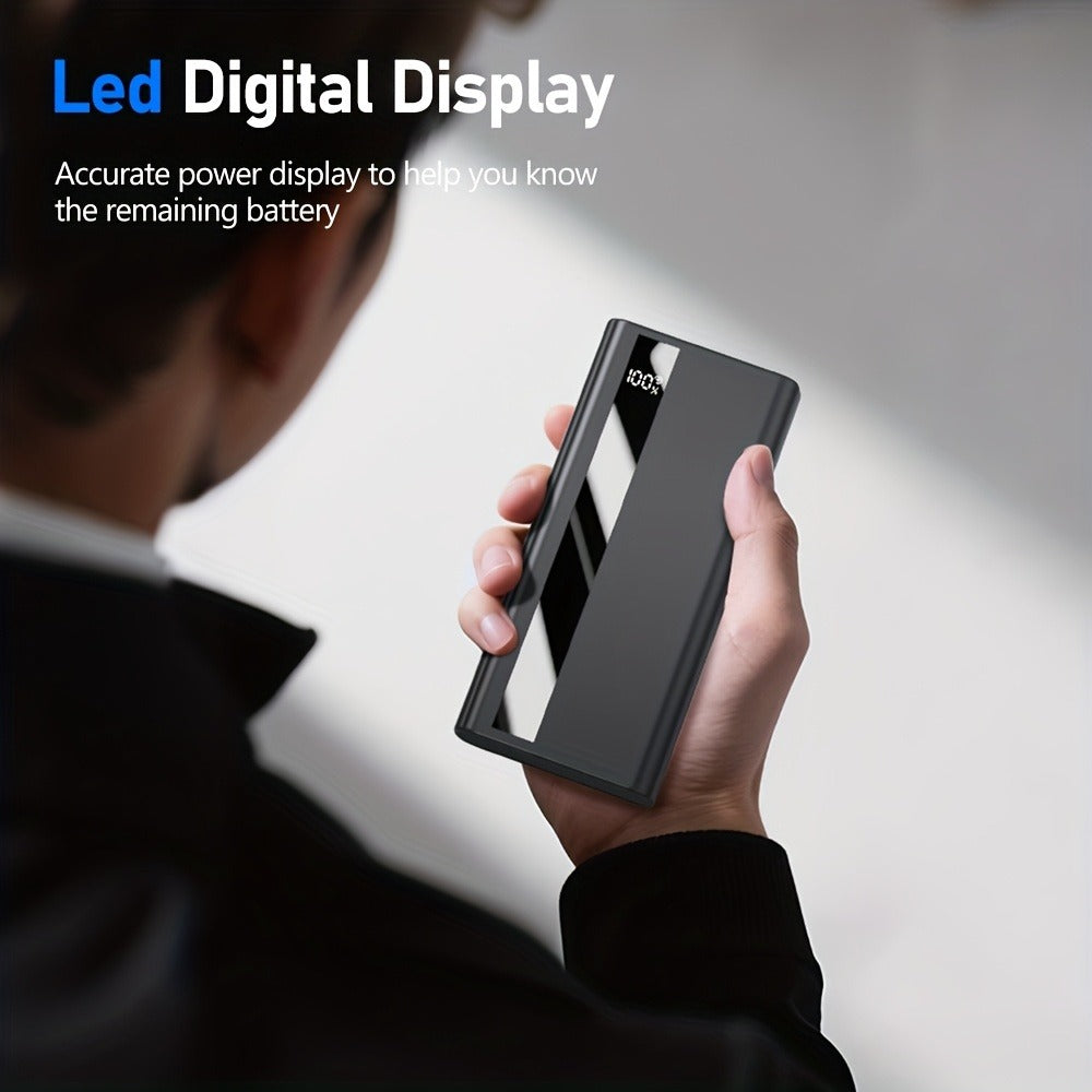 40000mAh Power Bank Cargador Portátil - Soporte PD 22.5W y QC4.0 Carga Rápida con 2 Cables de Salida Integrados y Pantalla LED para iPhone, Teléfonos Android y la Mayoría de Dispositivos Electrónicos