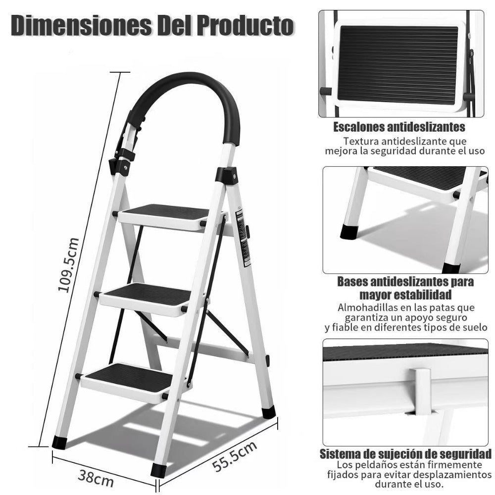 Escalera plegable doméstica de acero aleado con pasamanos antideslizante