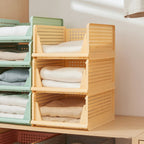 4pcs Organizadores Armario Plegables y Apilables, Cajones de Almacenaje con Separadores Extraíbles, Almacenaje y Organización para Dormitorio, Oficina y Baño, Plastico