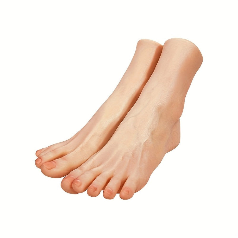 Modelo de Pie Artificial Realista con Dedos Activos Independientes - Textura Suave en Beige Claro y Estructura Esquelética Anatómica, Pies de Resina a Tamaño Real con Movimiento Independiente de Dedos, Ideal para Práctica de Uñas, Entrenamiento de Masajes